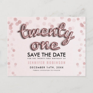 Carte Postale Faire-part 21ème Les économies d'anniversaire l'or rose de