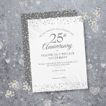 Carte Postale Faire-part 25e anniversaire Changer la date Coeurs d'argent<br><div class="desc">Doté de délicats coeurs argentés confettis. Personnalisez avec votre spécial vingt-cinq ans anniversaire argent changer l'information de date en lettres chic. Conçu par Thisisnotme©</div>