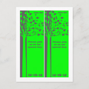 Carte Postale Faire-part 2 Gris/Néon Signets d'arbre vert Enregistrer la da