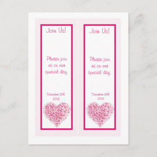 Carte Postale Faire-part 2 Mariage de coeur rose pâle  de date de sauvegard