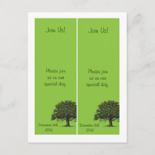 Carte Postale Faire-part 2 Marque-pages "Save the Date" noir et vert arbre 