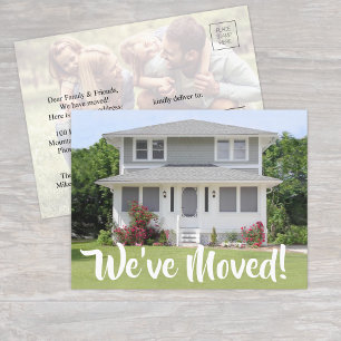 Carte Postale Faire-part 2 Photo Nous avons déplacé Script Nouveau changeme