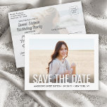 Carte Postale Faire-part 2 Photo Sweet 16th Birthday Modern Enregistrer la<br><div class="desc">Famille Invitation et amis à une élégante célébration Sweet 16th pour elle ou lui avec cette photo minimaliste moderne 2 enregistrer la date invitation carte postale. Tout le texte est simple à customiser. (CONSEIL EN MATIÈRE DE PLACEMENT D'IMAGE : Une façon simple de centrer une photo exactement comment vous voulez...</div>