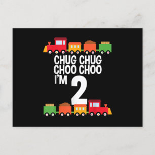Carte Postale Faire-part 2e anniversaire Chug Chug Choo Choo Je suis 2 trai