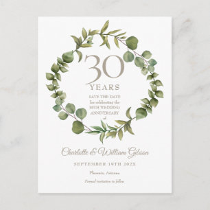 Carte Postale Faire-part 30e anniversaire de mariage Enregistrer la date de