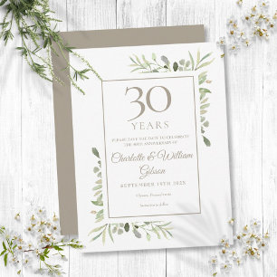 Carte Postale Faire-part 30e anniversaire Enregistrer la date Aquarelle Ver