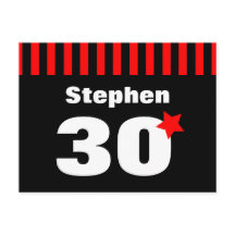 30e Anniversaire Rouge Noir Rayures et Étoile R12Z