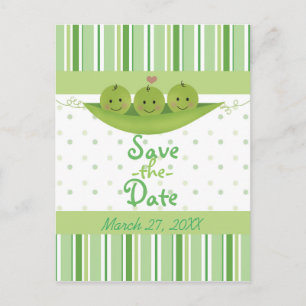 Carte Postale Faire-part 3 pois dans un Baby shower de pois Triplets Enregi