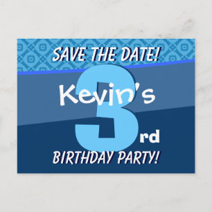 Carte Postale Faire-part 3e anniversaire pour un garçon Enregistrer la date