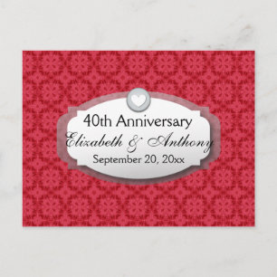 Carte Postale Faire-part 40e anniversaire de mariage Rubis Rouge Z06