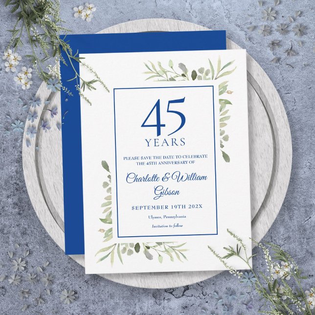 Carte Postale Faire-part 45e 65e anniversaire de verdure Sauvez la date (Greenery 45th 65th Anniversary Save the Date Announcement Postcard)