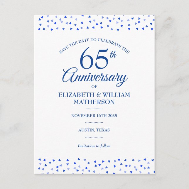 Carte Postale Faire-part 45e | 65e anniversaire Saphir Save the Date (Devant)