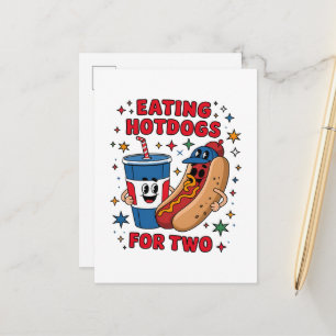 Carte Postale Faire-part 4 juillet Mignons Hotdogs