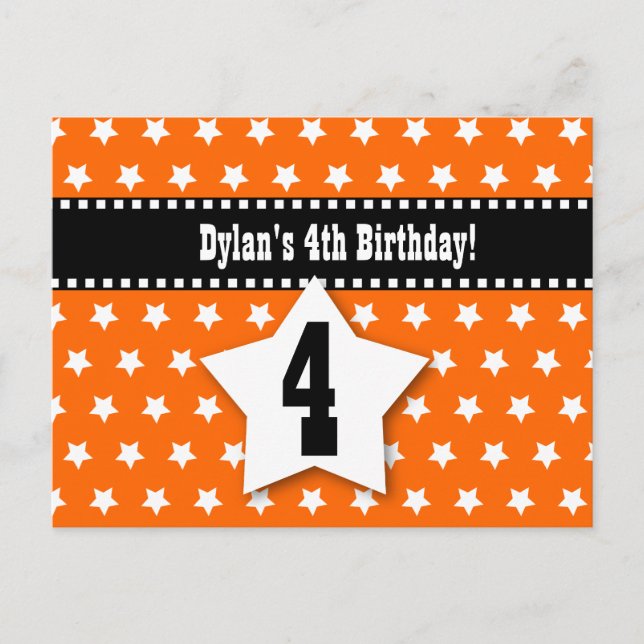 Carte Postale Faire-part 4e anniversaire Enregistrer la date D001 ORANGE ST (Devant)