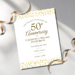 Carte Postale Faire-part 50e Anniversaire Coeurs d'or Sauvez la date<br><div class="desc">Conçu pour coordonner avec notre collection de Coeurs d'Or du 50e anniversaire. Doté de délicats coeurs en or confetti. Personnalisez avec votre cinquantenaire d'or spécial enregistrer les informations de date dans des lettres chic. Conçu par Thisisnotme©</div>