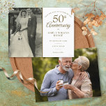 Carte Postale Faire-part 50e anniversaire du Mariage 2 Photo Enregistrer la<br><div class="desc">Personnalisez avec votre photo mariage préférée et vos détails spéciaux de célébration du 50e anniversaire de mariage d'or en typographie or chic. Le verso comporte une deuxième photo spéciale. Conçu par Thisisnotme©</div>