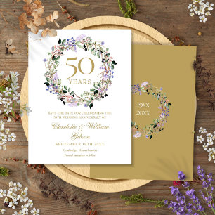 Carte Postale Faire-part 50e anniversaire du Mariage floral Enregistrer la 