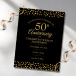 Carte Postale Faire-part 50e Anniversaire Gold Hearts Enregistrer la date<br><div class="desc">Conçu pour coordonner avec notre collection de Coeurs d'Or du 50e anniversaire. Doté de coeurs d'or chic confetti. Personnalisez avec votre cinquantenaire d'or spécial enregistrer les détails de la date dans la typographie élégante. Conçu par Thisisnotme©</div>