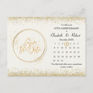 Carte Postale Faire-part 50e Anniversaire Gold Mariage Le Calendrier des da
