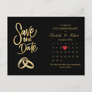 Carte Postale Faire-part 50e anniversaire Luxe Calendrier des dates
