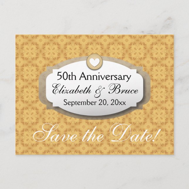 Carte Postale Faire-part 50e Anniversaire Mariage Gold Z05 (Devant)