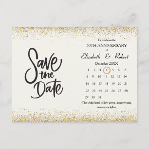 Carte Postale Faire-part 50e anniversaire Parties scintillant Mariage Calen