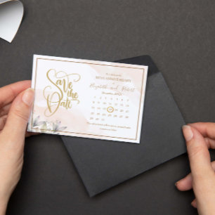 Carte Postale Faire-part 50e anniversaire vert feuille Économisez la date