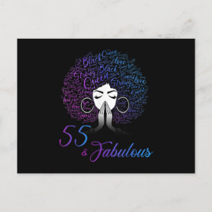 Carte Postale Faire-part 55 & Fabulous Afro Hair Black Women 55th Birthday