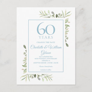 Carte Postale Faire-part 60e anniversaire Changer la date Florale