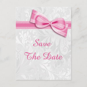 Carte Postale Faire-part 60e Anniversaire Damassé et Nœud Papillon Faux Enr