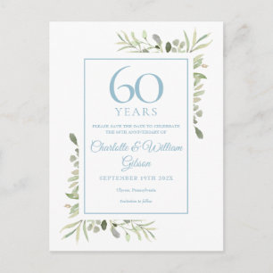 Carte Postale Faire-part 60e anniversaire Enregistrer la date Aquarelle Flo