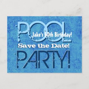 Carte Postale Faire-part 60e anniversaire Pool Party Enregistrer la date V0