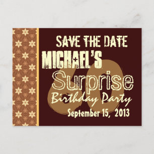Carte Postale Faire-part 60e anniversaire surprise Sauvegarder la date Or