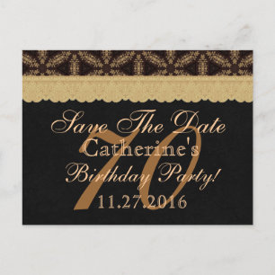 Carte Postale Faire-part 70e Enregistrer la date Anniversaire Pale Gold Lac