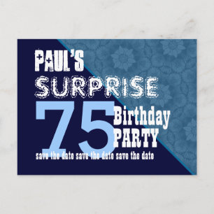 Carte Postale Faire-part 75e Anniversaire Surprise Enregistrer la date en d