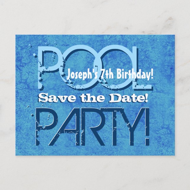 Carte Postale Faire-part 7th Birthday Pool Party Enregistrer la date V007 (Devant)
