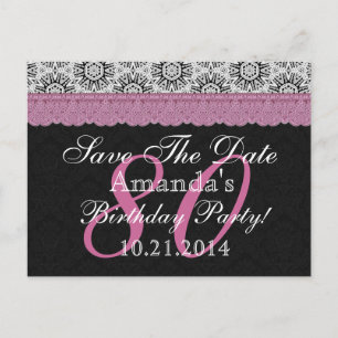 Carte Postale Faire-part 80e Anniversaire Enregistrer la Date Noir Blanc Ro