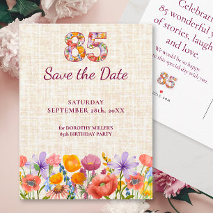 Carte Postale Faire-part 85e anniversaire floral - 85 Élégant rappel à cons