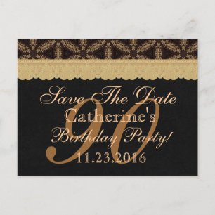 Carte Postale Faire-part 90e Enregistrer la date Anniversaire Pale Gold Lac