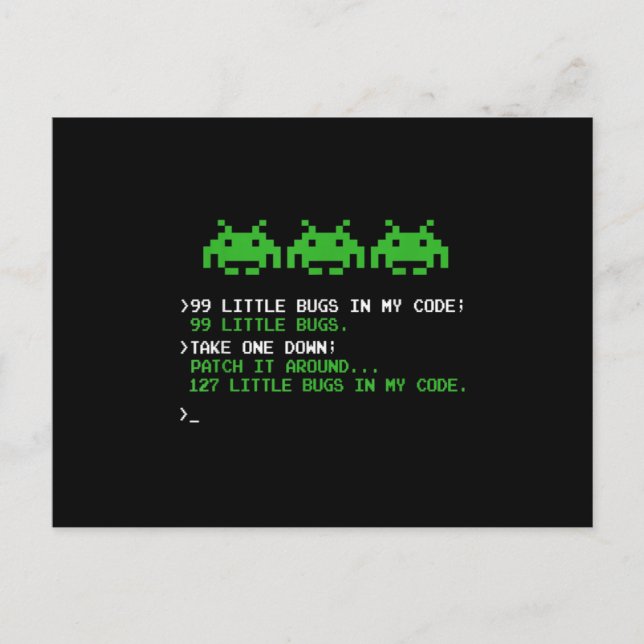 Carte Postale Faire-part 99 Little Bugs In The Code Software Engineer (Devant)
