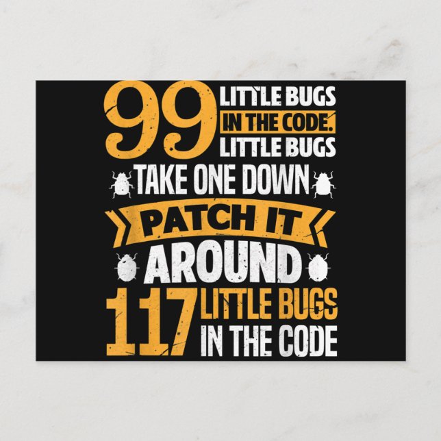 Carte Postale Faire-part 99 Petits Bugs Dans Code Path It 117 Bugs Programe (Devant)