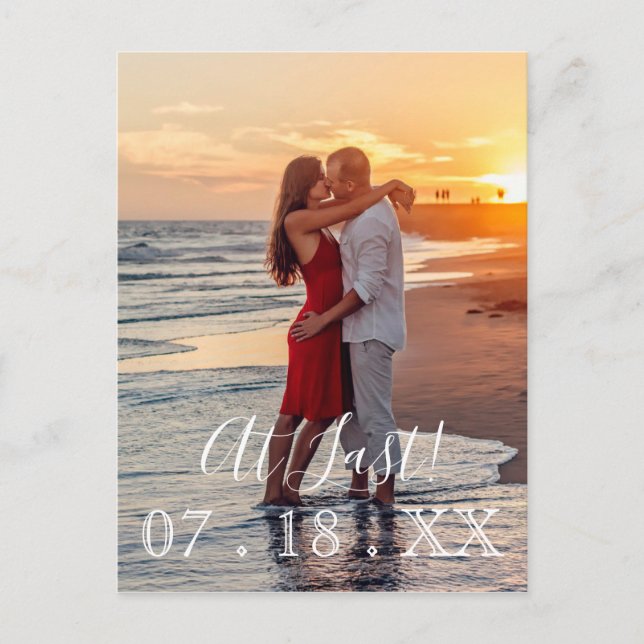 Carte Postale Faire-part À Dernier Simple Modern Photo Wedding Enregistrer  (Devant)