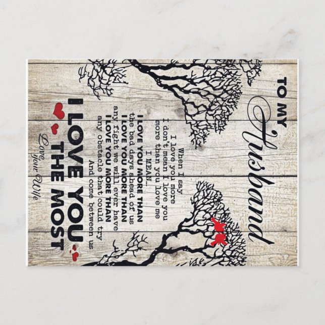 Carte Postale Faire-part À mon cadeau de mari | Jolie lettre du mari présen (Devant)