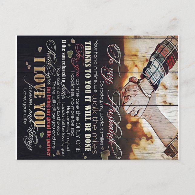 Carte Postale Faire-part À mon cadeau de mari | Lettre Pour Lui | (Devant)