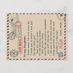Carte Postale Faire-part À Mon Cadeau Fille, Lettre D'Amour Fille Et Maman