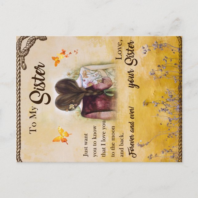 Carte Postale Faire-part À Mon Cadeau Soeur, Amateurs De Papillons, Frères  (Devant)