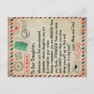 Carte Postale Faire-part À Mon Don Fille, Lettre D'Amour À Notre Fille