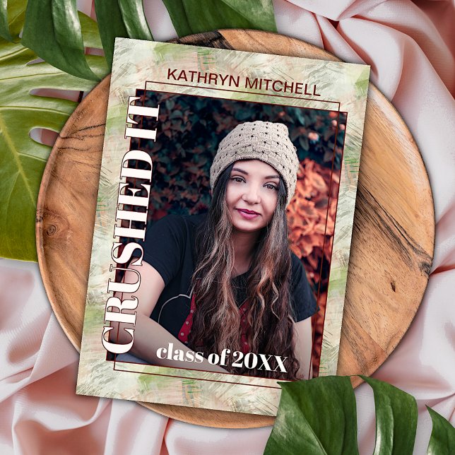 Carte Postale Faire-part Abstrait de graduation rose vif (Créateur téléchargé)