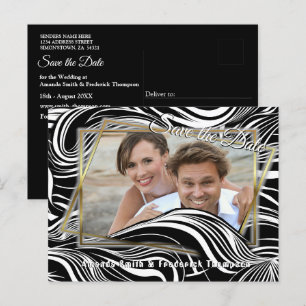 Carte Postale Faire-part Abstraits sans couture noir et blanc créatifs