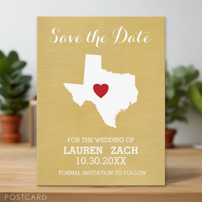 Carte Postale Faire-part Accueil État de mariage Enregistrer la date Texas  (Save the Date Postcard)